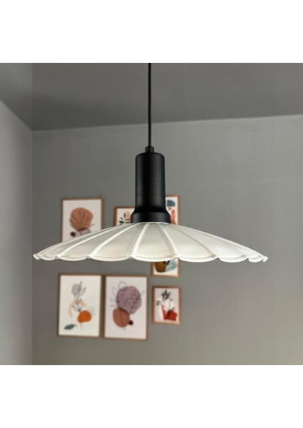 Risso Beyaz Metal Büyük Avize Siyah Fener Başlık Tekli Rustik Cafe Mutfak Modern Sarkıt Aydınlatma