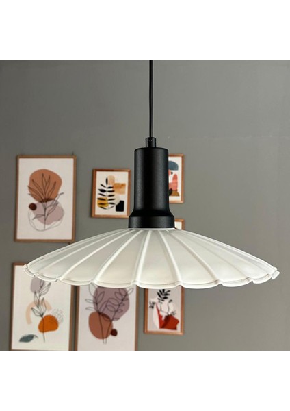 Risso Beyaz Metal Büyük Avize Siyah Fener Başlık Tekli Rustik Cafe Mutfak Modern Sarkıt Aydınlatma