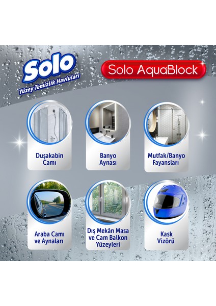 Aquablock Cam Yüzeylere Özel Temizlik Havlusu 3'lü 90 Yaprak