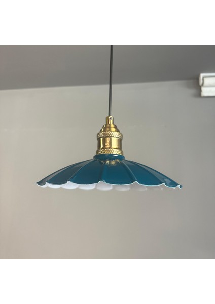 Risso Deniz Yeşili Metal Avize Tekli Lale Başlık Mutfak Modern Dekoratif Sarkıt Aydınlatma modelleri