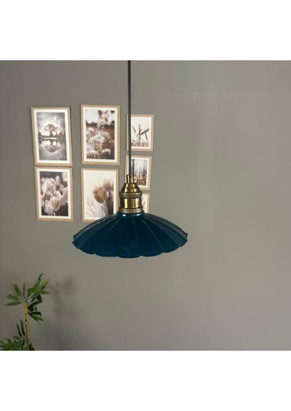 Risso Deniz Yeşili Metal Avize Tekli Lale Başlık Mutfak Modern Dekoratif Sarkıt Aydınlatma fırsatları