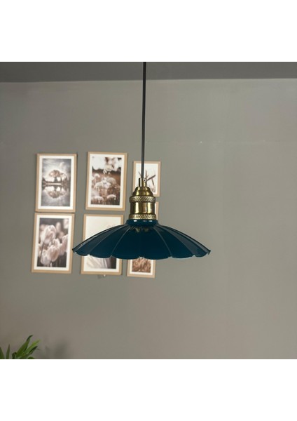 Risso Deniz Yeşili Metal Avize Tekli Lale Başlık Mutfak Modern Dekoratif Sarkıt Aydınlatma indirimleri