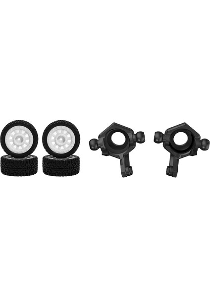 2 Set Rc Araba Parçası: 1 Set Rc Araç Tekerlek Lastik Lastikleri ve 1 Set Ön Direksiyon Kupası Tekerlek Koltuğu (Yurt Dışından)