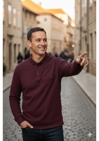 Erkek Kışlık Kazak Polo Yaka Oxford Fleto Cepli Dokulu Rahat Kesim Tam Kalıp indirimleri