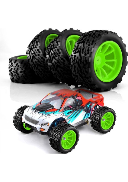 4pcs 118MM 1/10 Rc Canavar Kamyon Buggy Lastik Lastik Tekerleği Köpük Traxxas Için 12MM Hex Insert Traxxas Arrma Redcat Hsp Tamiya, Kırmızı (Yurt Dışından)