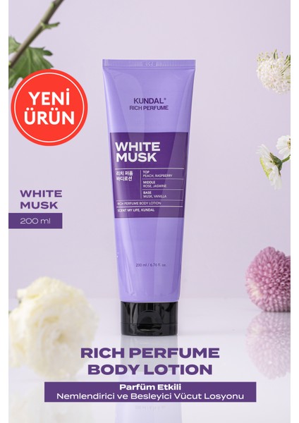 Parfüm Etkili Nemlendirici&besleyici Vücut Losyonu Kundal Rich Perfume Body Lotion 200ML White Musk