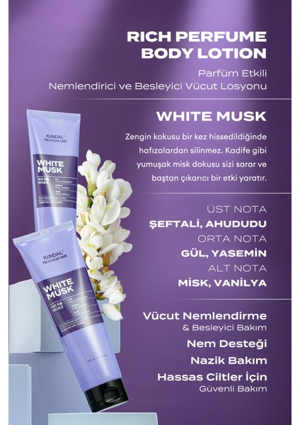 Parfüm Etkili Nemlendirici&besleyici Vücut Losyonu Kundal Rich Perfume Body Lotion 200ML White Musk fiyatları