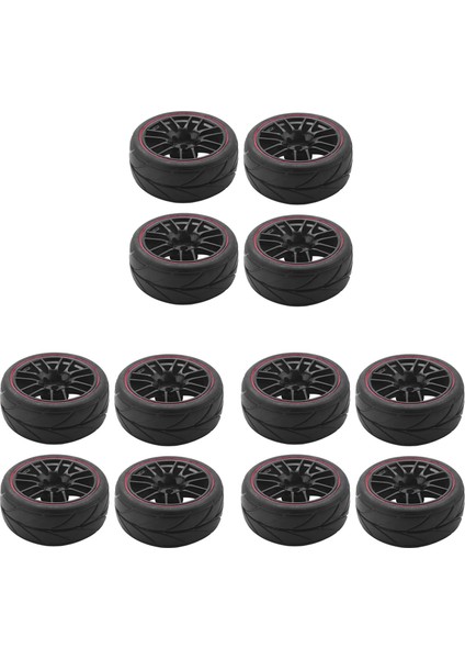 12PCS 12MM Hub Tekerlek Jantlar ve Rc Için Kauçuk Lastikler 1/10 Yol Tur Touring Drift Araba R (Yurt Dışından)