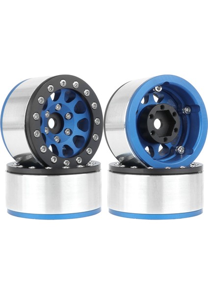 Mavi Siyah Jant 4 Pcs 1.55 Inç Metal Tekerlek Model Araç Parçaları Eksenel SCX10 Hayalet Trx4 Trx6 D90 1/10 Rc Craıl Araç (Yurt Dışından)