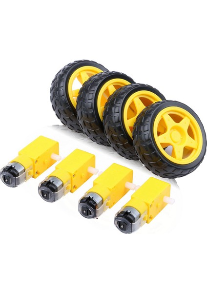 12PCS Dc Electric Motor + Plastik Tt Motor Lastik Çarkı Çift Şaft Dişli Motor Tt Şanzıman Motoru Arduino Akıllı Araba (Yurt Dışından) fiyatları