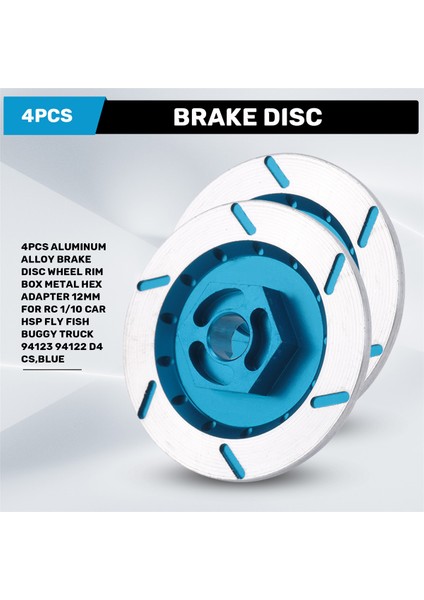 4pcs Alüminyum Alaşım Fren Disk Tekerleği Jant Kutusu Metal Altıgen Adaptör Rc 1/10 Araba Hsp Sinek Balık Arabası Kamyonu 94123 94122 D4 Cs, Mavi (Yurt Dışından) fırsatları