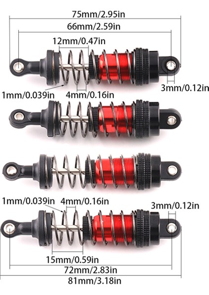 1 Set Rc Araç Metal Şok Emici Scy Için 1/16 Mjx H16H 14301,14210 1/16 1/12 1/14 Yükseltme Parçaları Aksesuarları 75MM 81MM C (Yurt Dışından) fiyatları