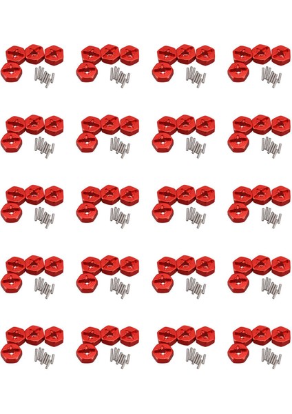 80X Alüminyum Alaşım 12MM Birleştirici Tekerlek Hub Hex Adaptör Wltoys Için Yükseltmeler 144001 1/14 Rc Araba Yedek Parçaları, Kırmızı (Yurt Dışından)
