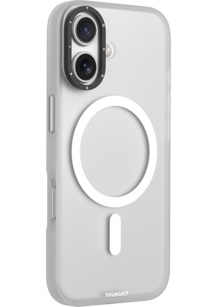iPhone 17 Uyumlu Kılıf M-Safe Şarj Özellikli Youngkit Hidden Sand Serisi Kapak Beyaz modelleri