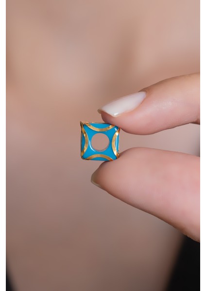 14 Ayar Altın Kafesli Mavi Boncuk D Harf Kolye Ucu modelleri