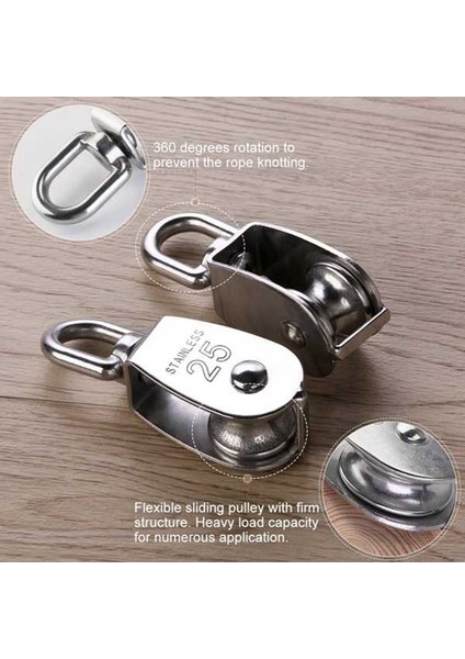 6 Paket M25 Kaldırma Tek Kasnak Silindiri, 304 Paslanmaz Çelik Tek Tekerlek Döner Kaldırma Halat Bloğu Tel Halat Için (Yurt Dışından) fırsatları