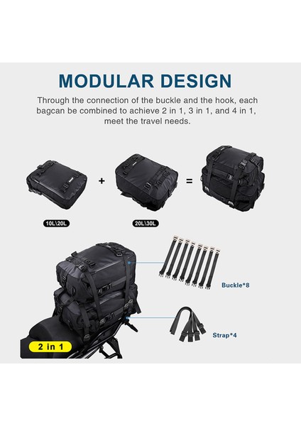 2x Rhinowalk Pannier Torba Bisiklet Su Geçirmez Motosiklet Çantası Mtb Yol Arka Raf Bisiklet Arka Koltuk Çantası Sırt Çantası 10L (Siyah) (Yurt Dışından) fırsatları