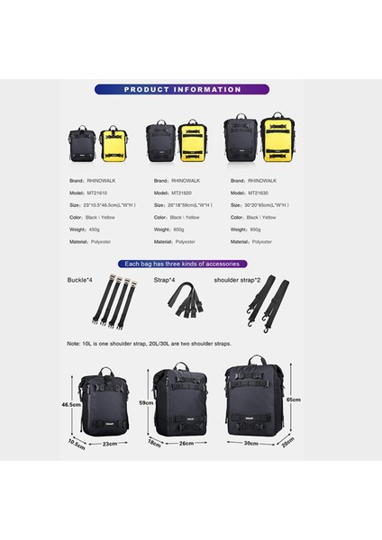 2x Rhinowalk Pannier Torba Bisiklet Su Geçirmez Motosiklet Çantası Mtb Yol Arka Raf Bisiklet Arka Koltuk Çantası Sırt Çantası 10L (Siyah) (Yurt Dışından) indirimleri