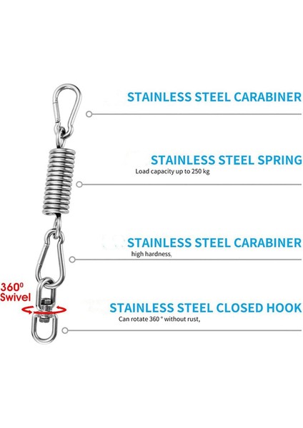 2x Paslanmaz Çelik Döner Montaj Zinciri Karabiner ve Yaylı, Ağır Çanta, Spor Salonu, Hamak Için 1000LBS Kapasite (Yurt Dışından) modelleri