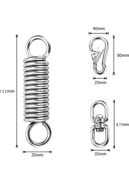 2x Paslanmaz Çelik Döner Montaj Zinciri Karabiner ve Yaylı, Ağır Çanta, Spor Salonu, Hamak Için 1000LBS Kapasite (Yurt Dışından) fırsatları