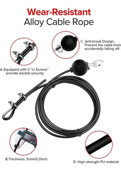 2x 2metre Spor Salonu Ayarlanabilir Kablo Teli Halat Ağır Hizmet Çelik Yedek Parçalar Evde Gym Fitness Kablosu (Yurt Dışından) indirimleri