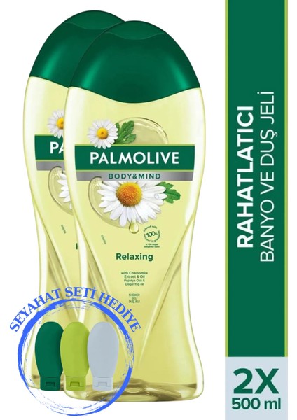 Body & Mind Papatya Özü Rahatlatıcı Banyo Ve Duş Jeli 500 ml X 2 Adet + Seyahat Kiti Hediye