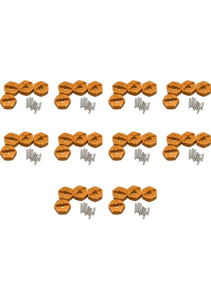 10X Alüminyum Alaşım 12MM Birleştirici Tekerlek Hub Hex Adaptör Wltoys Için Yükseltmeler 144001 1/14 Rc Araba Yedek Parçaları, Sarı (Yurt Dışından)