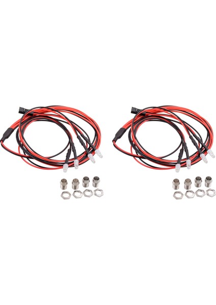 2x 4 LED Işık Kiti 2 Beyaz 2 Kırmızı 3mm Farlar 1/24 Rc Paletli Araba Eksenel SCX24 90081 AXI00002 Yükseltme Parçaları (Yurt Dışından)
