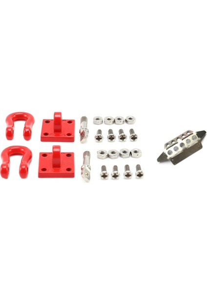 2 Set Rc Araç Parçaları: 1 Set Ön Arka Tampon Kurtarma Römork Kancası+Montaj Seti ve 1 Pcs Ön Zırh Koruma Koruma (Yurt Dışından)