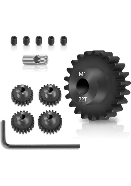 Mod 1 Pinyon Dişli Seti 4pcs, 19T 20T 22T 22T M1 Pinyon Dişli Metal Sertleştirilmiş Çelik Fıt 5mm Rc Motor Şaftı Hex Anahtarı (Yurt Dışından)