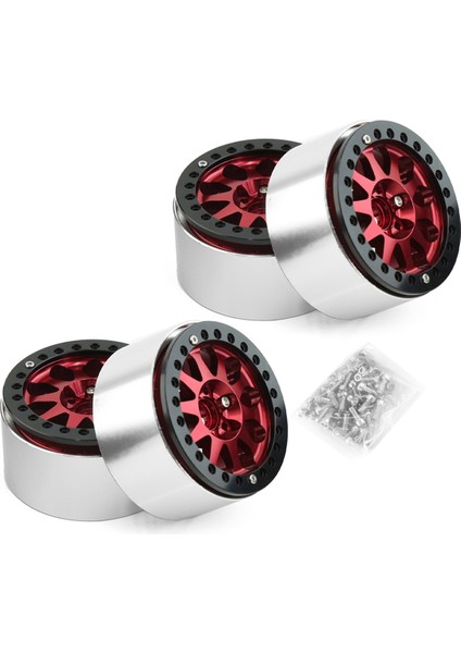 2.2 Inç Beadlock Tekerlek 1:10 Için Ağır Hizmet Tipi Alaşım 1:10 Rc Paletli SCX10 Trx-4 4pcs-Set Kırmızı (Yurt Dışından)