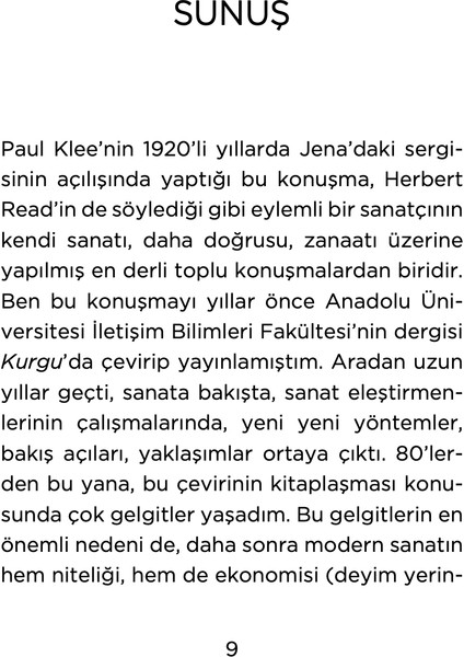 Çağdaş Sanat Üzerine - Paul Klee modelleri