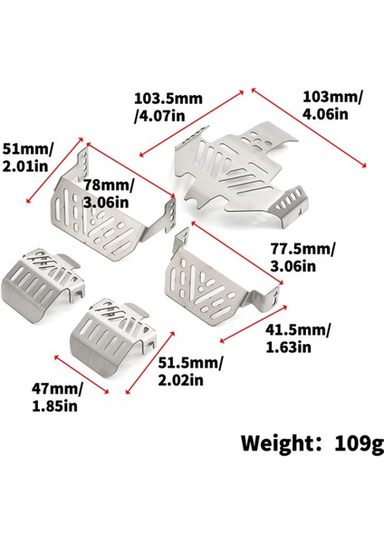 5pcs Trx4 Paslanmaz Çelik Şasi Zırh Skid Plakası, 1/10 Rc Prıger Trx-4 Rc Araç Yükseltme Parçaları (Yurt Dışından) indirimleri