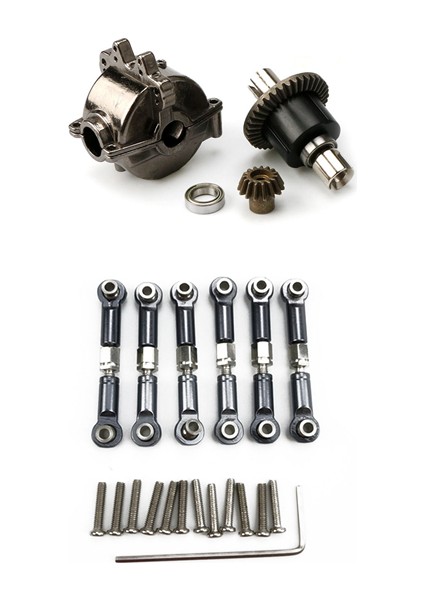 6pcs Wltoys A949 Için Ayarlanabilir Metal Bağlantı Çekme Çubuğu ve Metal Dişli Diferansiyelli Alüminyum Alaşımlı Dişli Kutusu Kabuğu (Yurt Dışından)