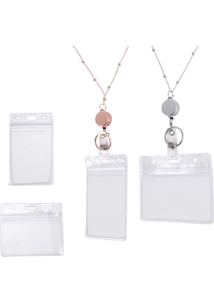 2 Adet Retractable Rozet Reel Kiracı Kimlik Tutucu Kolyeli Kirki Rozeti Klipsini Klip Zinciri Su Geçirmez Tutucu - C (Yurt Dışından)