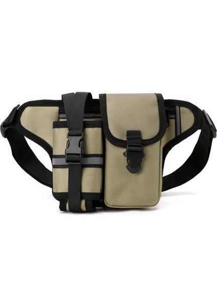 Su Geçirmez Naylon Yürüyüş Fanny Pack Spor Serseri Çantası Şişe Tutucu Telefon Spor Kemer Bel Çantalar Haki (Yurt Dışından)