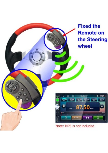 2x Evrensel Direksiyon Simidi Kablosuz Uzaktan Kumar Araba CD&#39 si için 11 Düğmeler DVD MP5 Player (Yurt Dışından) fiyatları