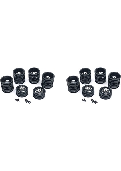8x Çift Tekerlekli Metal Tekerlek Jant Hub WPL B16 B36 JJRC Q63 Q64 6X6 6WD 1/16 RC Kamyon Araç Parçaları Siyah (Yurt Dışından)