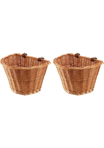 Deri Kayışlarla 2x Retro, El Yapımı, Hasır Bisiklet Ön Sepeti (Yurt Dışından)
