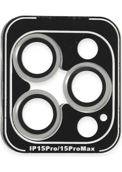 iPhone 15 Pro Max Pvd Metal Kamera Lens - Gümüş
