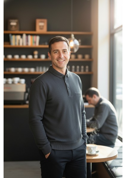 Erkek Kışlık Kazak Polo Yaka Oxford Fleto Cepli Dokulu Rahat Kesim Tam Kalıp indirimleri