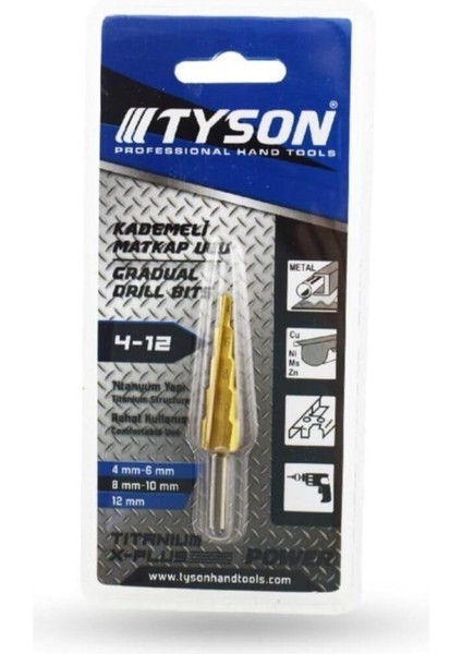 Kademeli Matkap Ucu 4-12MM Tıtanıum Malzeme Power Metal