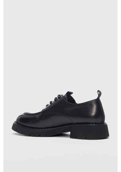 Dravel Bağcıklı Kadın Loafer- Siyah Floter modelleri