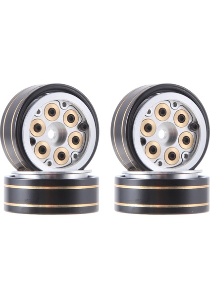 4pcs 1.0inch Mini Beadlock Tekerlek Jant Hub 1/24 1/18 Rc Paletli TRX4M AX24 SCX24 FCX24 FCX18 Rc Trawler Araba Gümüş (Yurt Dışından)