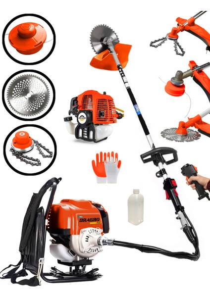 Pro 4x4 2 Zamanlı Sırt Tipi Benzinli Motorlu Tırpan Ot Çim Çayır Biçme Kesme Makinesi