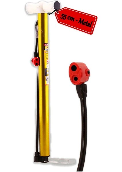 Klasik Bisiklet Pompası 55 cm Pratik El Tipi Ayak Tutamaklı Metal Borulu Top Lastik Şambrel Şişirme. fiyatları