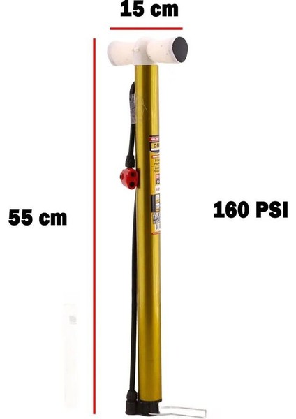 Klasik Bisiklet Pompası 55 cm Pratik El Tipi Ayak Tutamaklı Metal Borulu Top Lastik Şambrel Şişirme. modelleri