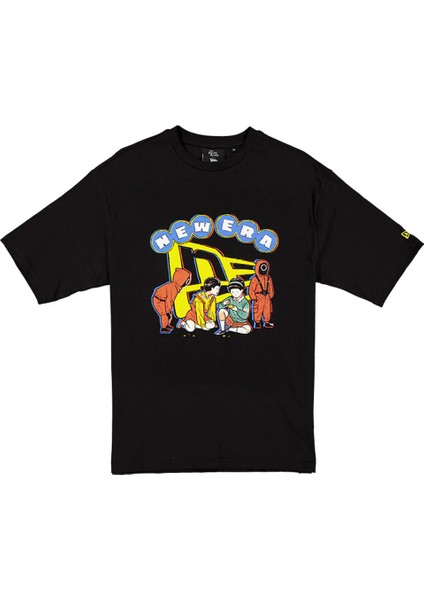 x Netflix Squid Game Oversized Erkek Siyah Tişört - 60767034