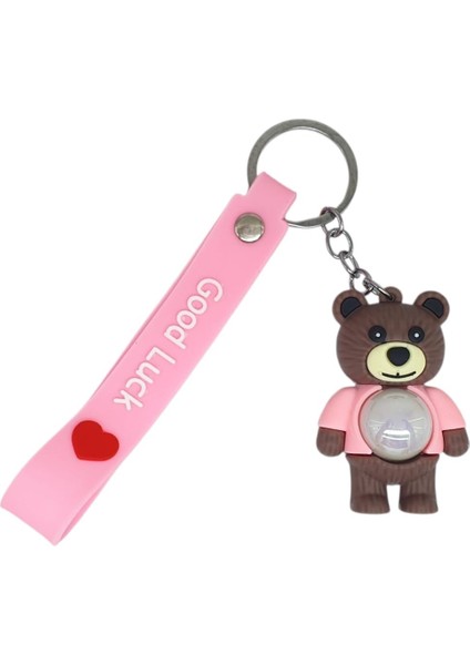 Figürlü ve Işıklı Silikon Anahtarlık - Yogi - Pembe