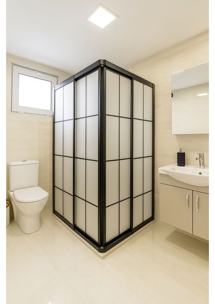 Siyah Profil Karolaj Desen Mika Duşakabin Köşe